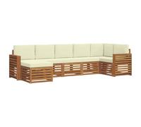 vidaXL Set divano sezionale con cuscino 7 pcs Naturale e Crema, Divano Sectionale da Giardino Moderno, Set da Esterno Resistente, Mobili da Patio per un Comodo Relax