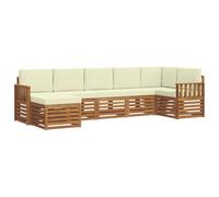 vidaXL Set divano sezionale con cuscino 7 pcs Naturale e Crema, Divano Sectionale da Giardino Moderno, Set da Esterno Resistente, Mobili da Patio per un Comodo Relax