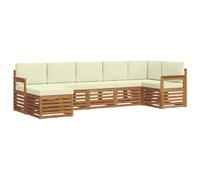 vidaXL Set divano sezionale con cuscino 7 pcs Naturale e Crema, Divano Sectionale da Giardino Moderno, Set da Esterno Resistente, Mobili da Patio per un Comodo Relax