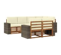 vidaXL Set divano sezionale con cuscino 7 pcs Naturale e Crema, Divano Sezionale Moderno da Giardino, Lounge Esterno, Set Soggiorno Comodo per Terrazza e Patio