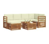 vidaXL Set divano sezionale con cuscino 7 pcs Naturale e Crema, Mobili da Giardino, Divano Moderno per Esterni, Set Sezionale per Patio, Comodo per Relax in Terrazza