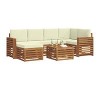 vidaXL Set divano sezionale con cuscino 7 pcs Naturale e Crema, Mobili da Giardino, Divano Moderno per Esterni, Set Sezionale per Patio, Comodo per Relax in Terrazza
