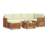 vidaXL Set divano sezionale con cuscino 7 pcs Naturale e Crema, Mobili da Giardino, Divano Moderno per Esterni, Set Sezionale per Patio, Comodo per Relax in Terrazza