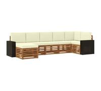 vidaXL Set divano sezionale con cuscino 7 pcs Naturale e Crema, Scopri divani moderni per esterni, mobili sezionali per il terrazzo, lounge da giardino per il massimo comfort