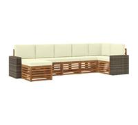 vidaXL Set divano sezionale con cuscino 7 pcs Naturale e Crema, Scopri divani moderni per esterni, mobili sezionali per il terrazzo, lounge da giardino per il massimo comfort