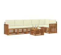 vidaXL Set divano sezionale con cuscino 7 pcs Naturale e Crema, Set di divani da giardino moderni, mobili da esterno in acacia, comfort e relax per il tuo patio
