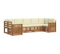 vidaXL Set divano sezionale con cuscino 7 pcs Naturale e Crema, Set di mobili da esterno in legno di acacia, divano moderno, posti a sedere eleganti, lounge modulare, bordo piscina