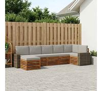 vidaXL Set divano sezionale con cuscino 7 pcs Naturale e Grigio Chiaro