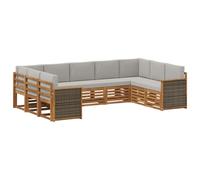 vidaXL Set divano sezionale con cuscino 7 pcs Naturale e Grigio Chiaro, Divano da Giardino Moderno, Mobili Sezionali Resistenti per Esterni, Comfort per Patio e Terrazzo