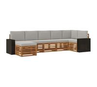 vidaXL Set divano sezionale con cuscino 7 pcs Naturale e Grigio Chiaro, Scopri divani moderni per esterni, mobili sezionali per il terrazzo, lounge da giardino per il massimo comfort