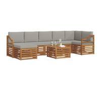 vidaXL Set divano sezionale con cuscino 8 pcs Grigio Naturale e Chiaro, Divano da giardino, set moderno per esterni, mobili sezionali per terrazza, lounge resistente e confortevole