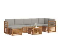 vidaXL Set divano sezionale con cuscino 8 pcs Grigio Naturale e Chiaro, Divano da giardino, set moderno per esterni, mobili sezionali per terrazza, lounge resistente e confortevole
