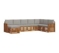 vidaXL Set divano sezionale con cuscino 8 pcs Grigio Naturale e Chiaro, Divano da giardino, set modulare, mobilio outdoor resistente per terrazzo e patio, comodo