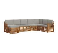 vidaXL Set divano sezionale con cuscino 8 pcs Grigio Naturale e Chiaro, Divano da giardino, set modulare, mobilio outdoor resistente per terrazzo e patio, comodo