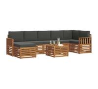 vidaXL Set divano sezionale con cuscino 8 pcs Naturale e Antracite, Divano da giardino, set moderno per esterni, mobili sezionali per terrazza, lounge resistente e confortevole