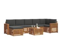 vidaXL Set divano sezionale con cuscino 8 pcs Naturale e Antracite, Divano da giardino, set moderno per esterni, mobili sezionali per terrazza, lounge resistente e confortevole