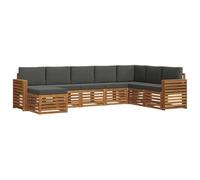 vidaXL Set divano sezionale con cuscino 8 pcs Naturale e Antracite, Divano da giardino, set modulare, mobilio outdoor resistente per terrazzo e patio, comodo