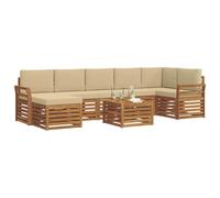 vidaXL Set divano sezionale con cuscino 8 pcs Naturale e Beige, Divano da giardino, set moderno per esterni, mobili sezionali per terrazza, lounge resistente e confortevole