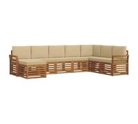 vidaXL Set divano sezionale con cuscino 8 pcs Naturale e Beige, Divano da giardino, set modulare, mobilio outdoor resistente per terrazzo e patio, comodo