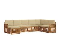vidaXL Set divano sezionale con cuscino 8 pcs Naturale e Beige, Divano da giardino, set modulare, mobilio outdoor resistente per terrazzo e patio, comodo