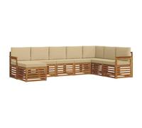 vidaXL Set divano sezionale con cuscino 8 pcs Naturale e Beige, Divano da giardino, set modulare, mobilio outdoor resistente per terrazzo e patio, comodo