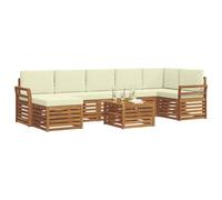 vidaXL Set divano sezionale con cuscino 8 pcs Naturale e Crema, Divano da giardino, set moderno per esterni, mobili sezionali per terrazza, lounge resistente e confortevole