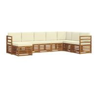 vidaXL Set divano sezionale con cuscino 8 pcs Naturale e Crema, Divano da giardino, set modulare, mobilio outdoor resistente per terrazzo e patio, comodo