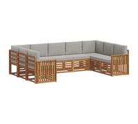 vidaXL Set divano sezionale con cuscino 9 pcs Grigio Naturale e Chiaro, Divano da Giardino Moderno, Mobili Sezionali Resistenti per Esterni, Comfort per Patio e Terrazzo