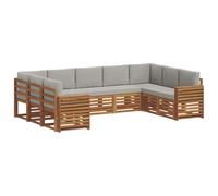 vidaXL Set divano sezionale con cuscino 9 pcs Grigio Naturale e Chiaro, Divano da Giardino Moderno, Mobili Sezionali Resistenti per Esterni, Comfort per Patio e Terrazzo