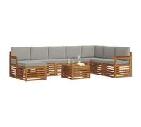 vidaXL Set divano sezionale con cuscino 9 pcs Grigio Naturale e Chiaro, Set di divani moderni per esterni, arredo resistente per giardino, patio e terrazza, comfort assicurato