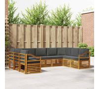 vidaXL Set divano sezionale con cuscino 9 pcs Naturale e Antracite, Divano da Giardino Moderno, Mobili Sezionali Resistenti per Esterni, Comfort per Patio e Terrazzo