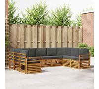 vidaXL Set divano sezionale con cuscino 9 pcs Naturale e Antracite, Divano da Giardino Moderno, Mobili Sezionali Resistenti per Esterni, Comfort per Patio e Terrazzo