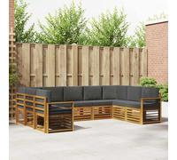 vidaXL Set divano sezionale con cuscino 9 pcs Naturale e Antracite, Divano da Giardino Moderno, Mobili Sezionali Resistenti per Esterni, Comfort per Patio e Terrazzo