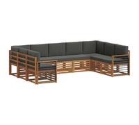vidaXL Set divano sezionale con cuscino 9 pcs Naturale e Antracite, Divano da Giardino Moderno, Mobili Sezionali Resistenti per Esterni, Comfort per Patio e Terrazzo