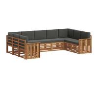vidaXL Set divano sezionale con cuscino 9 pcs Naturale e Antracite, Divano da Giardino Moderno, Mobili Sezionali Resistenti per Esterni, Comfort per Patio e Terrazzo