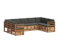 vidaXL Set divano sezionale con cuscino 9 pcs Naturale e Antracite, Divano da Giardino Moderno, Mobili Sezionali Resistenti per Esterni, Comfort per Patio e Terrazzo