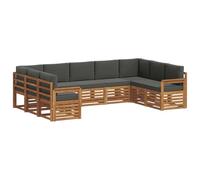 vidaXL Set divano sezionale con cuscino 9 pcs Naturale e Antracite, Divano da Giardino Moderno, Mobili Sezionali Resistenti per Esterni, Comfort per Patio e Terrazzo