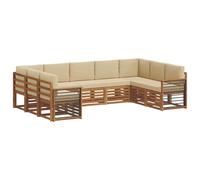 vidaXL Set divano sezionale con cuscino 9 pcs Naturale e Beige, Divano da Giardino Moderno, Mobili Sezionali Resistenti per Esterni, Comfort per Patio e Terrazzo