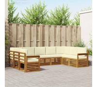 vidaXL Set divano sezionale con cuscino 9 pcs Naturale e Crema, Divano da Giardino Moderno, Mobili Sezionali Resistenti per Esterni, Comfort per Patio e Terrazzo
