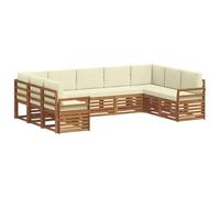 vidaXL Set divano sezionale con cuscino 9 pcs Naturale e Crema, Divano da Giardino Moderno, Mobili Sezionali Resistenti per Esterni, Comfort per Patio e Terrazzo