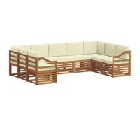 vidaXL Set divano sezionale con cuscino 9 pcs Naturale e Crema, Divano da Giardino Moderno, Mobili Sezionali Resistenti per Esterni, Comfort per Patio e Terrazzo
