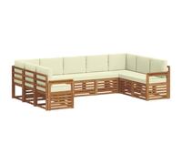 vidaXL Set divano sezionale con cuscino 9 pcs Naturale e Crema, Divano da Giardino Moderno, Mobili Sezionali Resistenti per Esterni, Comfort per Patio e Terrazzo