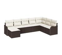 vidaXL Set Divano Sezionale Esterno 8 Pezzi con Cuscini Marrone e Panna Design Modulare Resistente alle Intemperie Perfetto per Patios Balconi Arredamento Giardino Posti a Sedere Divano Patio Polira