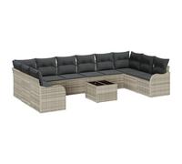 vidaXL Set Divano Sezionale Outdoor con Cuscini Grigio Chiaro, Design Modular, Comodo per Giardini e Patii, Perfetto per 6 Persone, Mobili Resistente alle Intemperie.