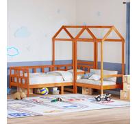 vidaXL Set Dormeuse con Tetto Marrone Cera 90x200 cm Massello Pino