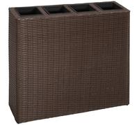 vidaXL Letto Rialzato da Giardino con 4 Vasi in Polyrattan Marrone