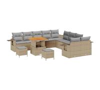 vidaXL Set Giardino 13 Pezzi con Cuscini Beige in Poly Rattan Grigio Chiaro. Resistente alle intemperie e Super Comodo, Perfetto per Il Balcone o Il Patio. Layout Personalizzabile. Arredamento estiv