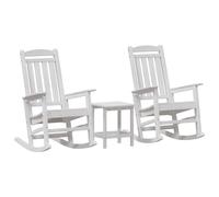 vidaXL Set Giardino 3 Pezzi Bianco HDPE, Sdraio Dondolo Bianco 70x92x108 cm HDPE, Tavolino Laterale Bianco 38x38x45 cm HDPE