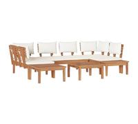vidaXL Set di 4 panchine da giardino con cuscino in teak massiccio, 2 pezzi, in legno di teak massiccio