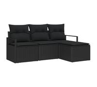 vidaXL Set di divani da Giardino 4 Pezzi con Cuscini Nero Polirattan, Divano da Giardino a 2 posti stoccaggio e Cuscini Nero Polirattan